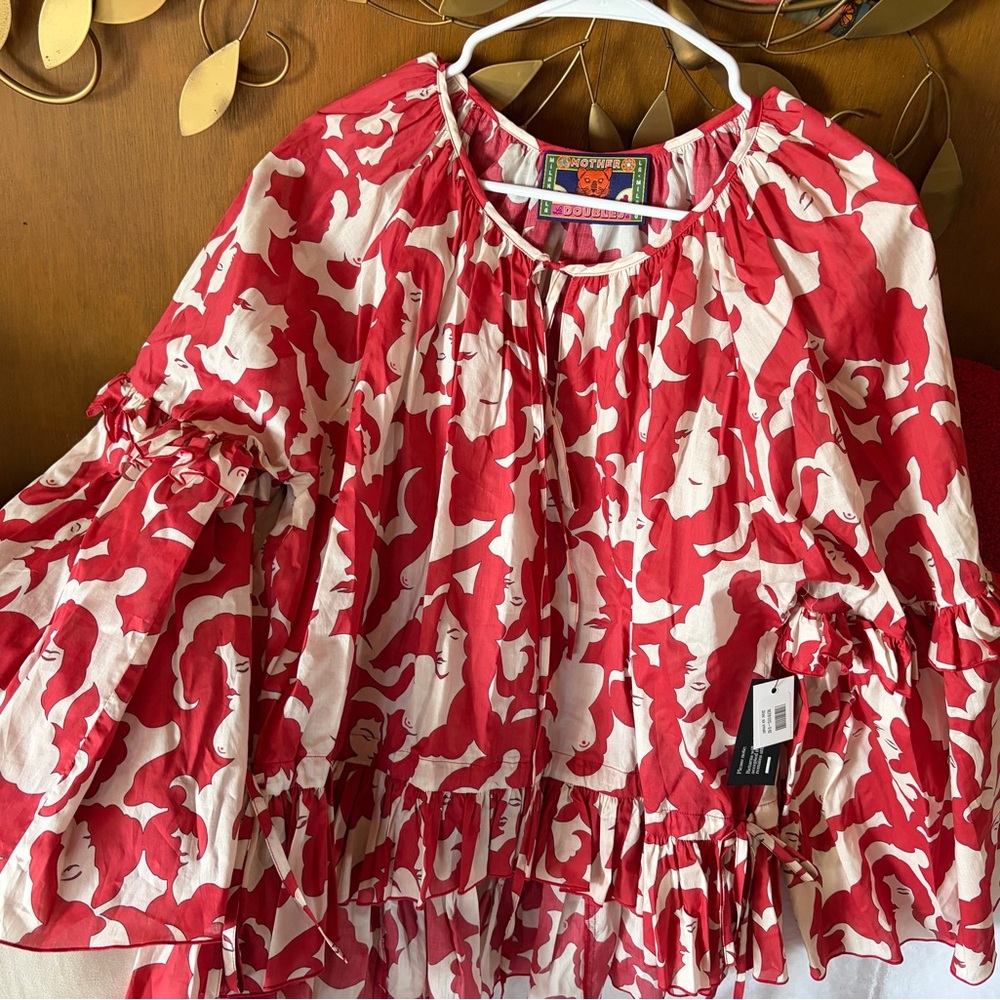 LA DoubleJ Red and White Blouse